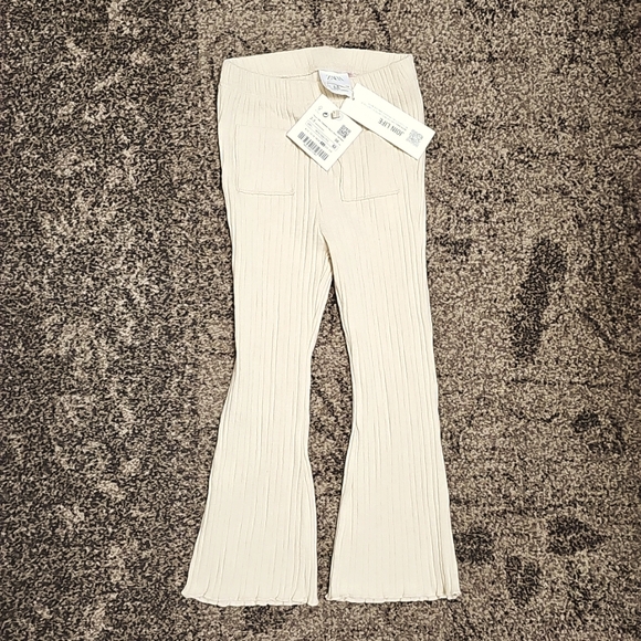 Zara Ribbed Beige Flare Leggings NWT Toddler Girls Baby Sz 2-3 - Picture 1 of 8